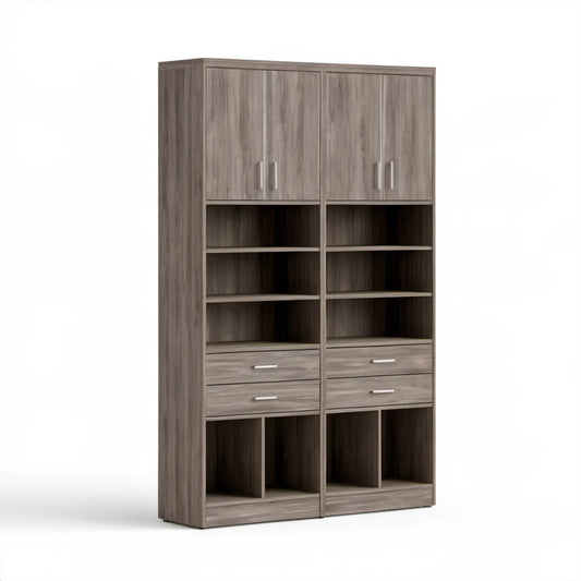 Kredens szarobrązowy 120 × 40 × 200 cm z laminowanej płyty wiórowej
