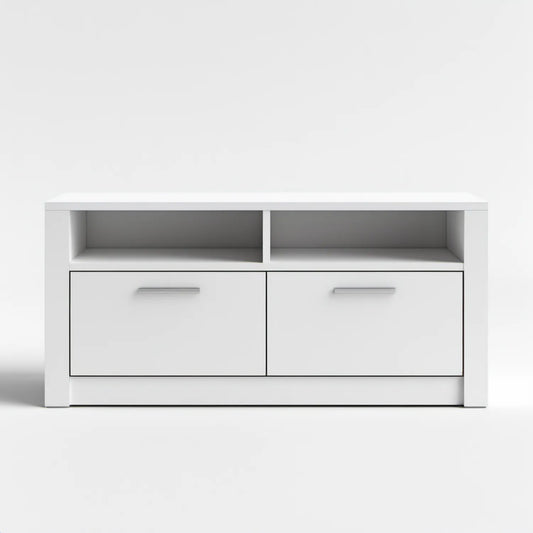 Biała szafka RTV z płyty MDF 120 x 40 x 60 cm, 2 szuflady