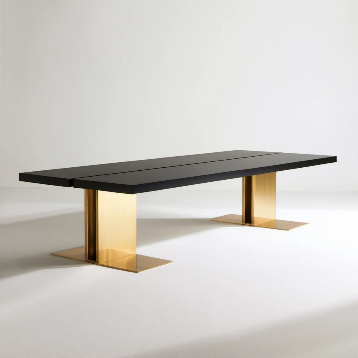 Rozkładany stół do jadalni czarno-złoty 180–220 x 90 x 75 cm, MDF i stal nierdzewna