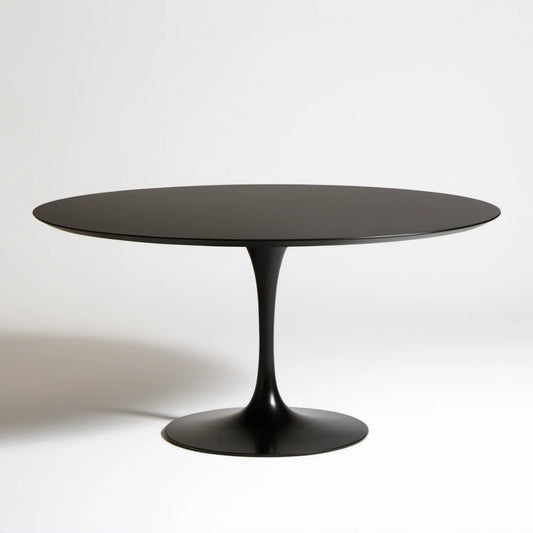 Owalny stół do jadalni czarny 160 x 100 x 74 cm MDF i aluminium