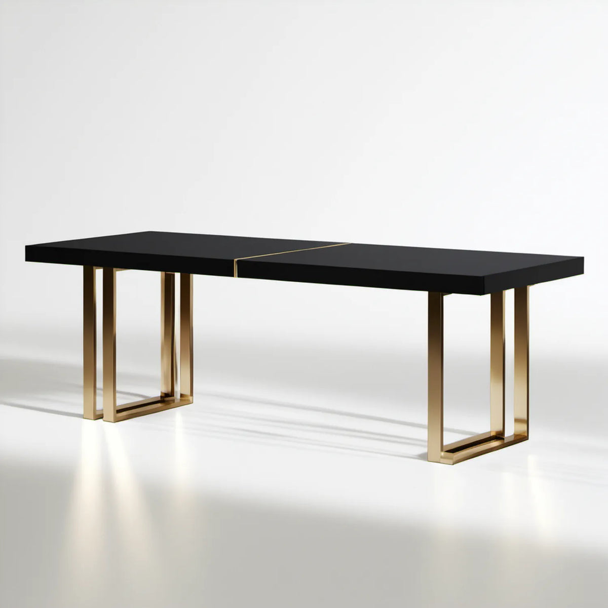 Rozkładany stół do jadalni czarno-złoty 160–200 x 90 x 76 cm MDF i stal nierdzewna