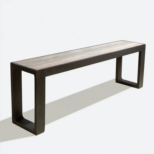 Prostokątna konsola industrialna 120 x 35 x 75 cm, czarno-szara, MDF i stal